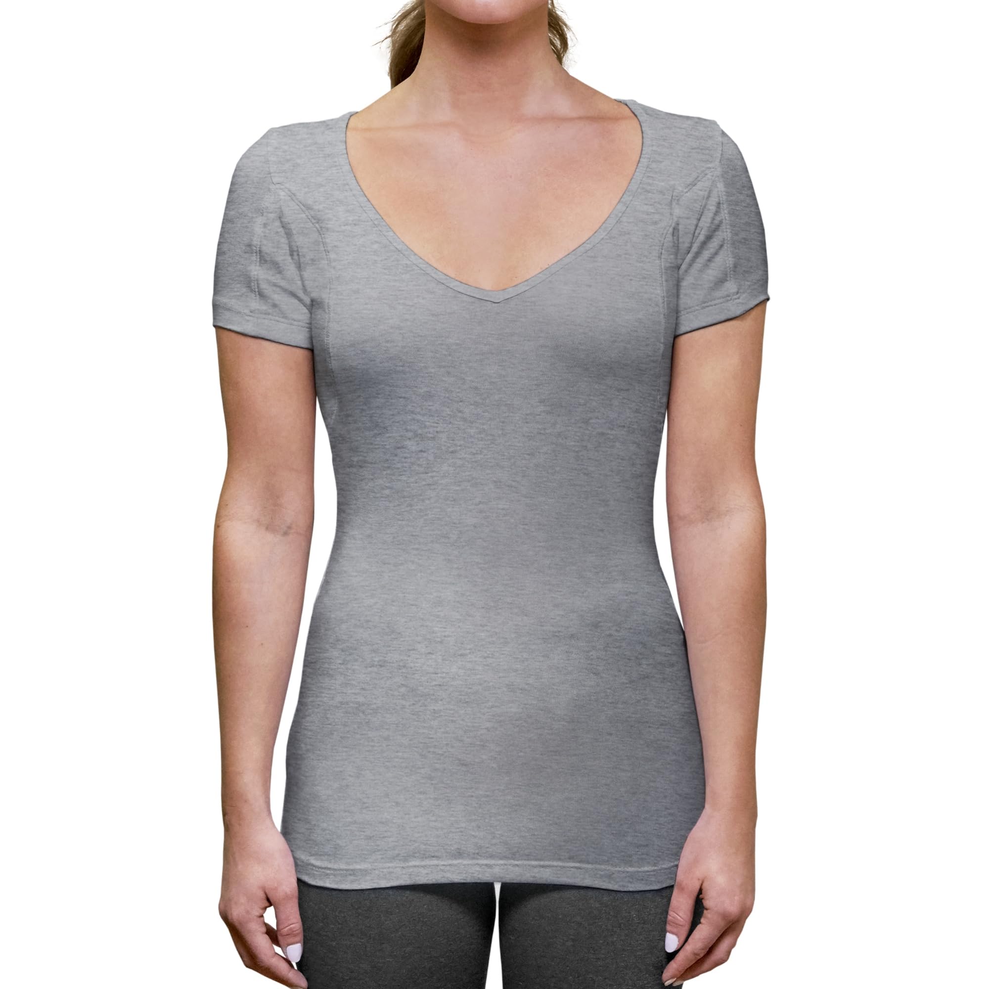 THOMPSON TEEWomen's Sweatproof Undershirt - Deep V Neck - Slim Fit - with Sweat Pads