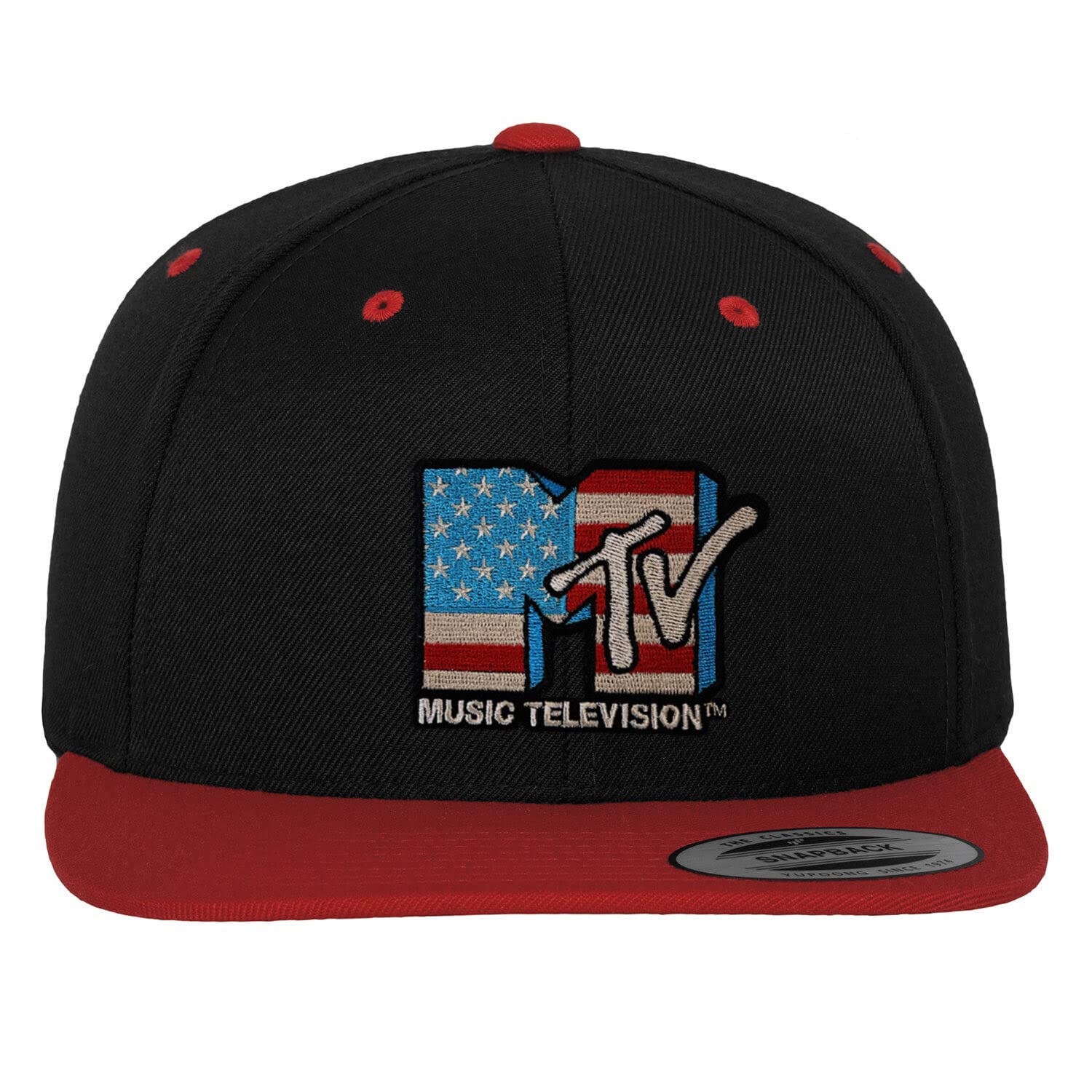 Mtv Unisex Black-Red Officially Licensed American Flag Premium Snapback Cap (Black-Red), One Size