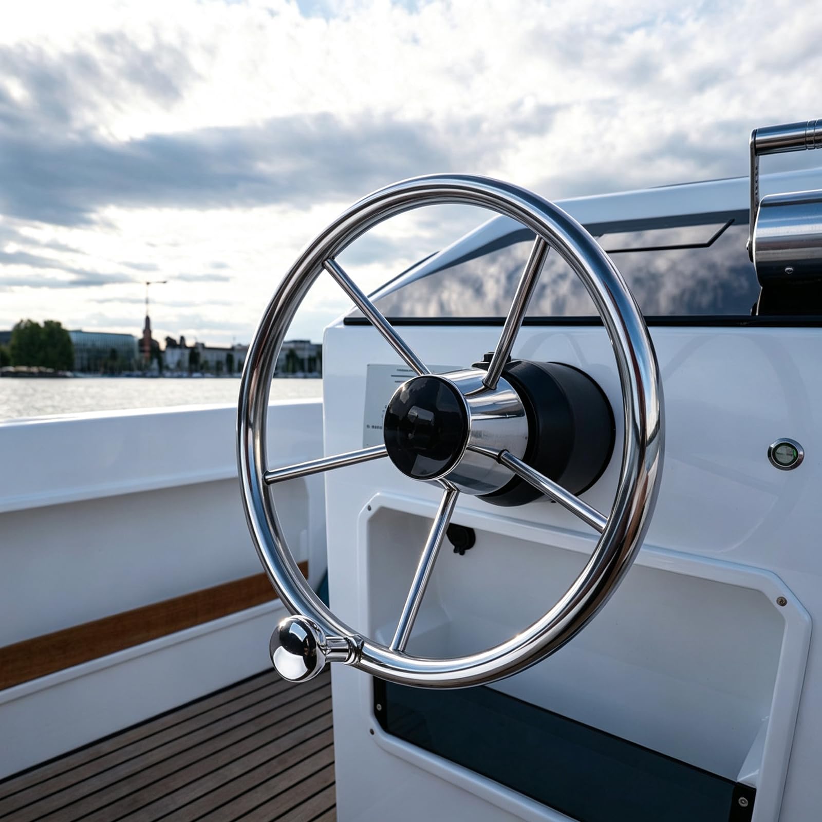 11-Zoll Marine Lenkrad mit, polierte Edelstahl Helm Hardware für Yacht Refit, Bootssteuerungs Upgrade, Hardware für den Einsatz in Fischereifahrzeugen
