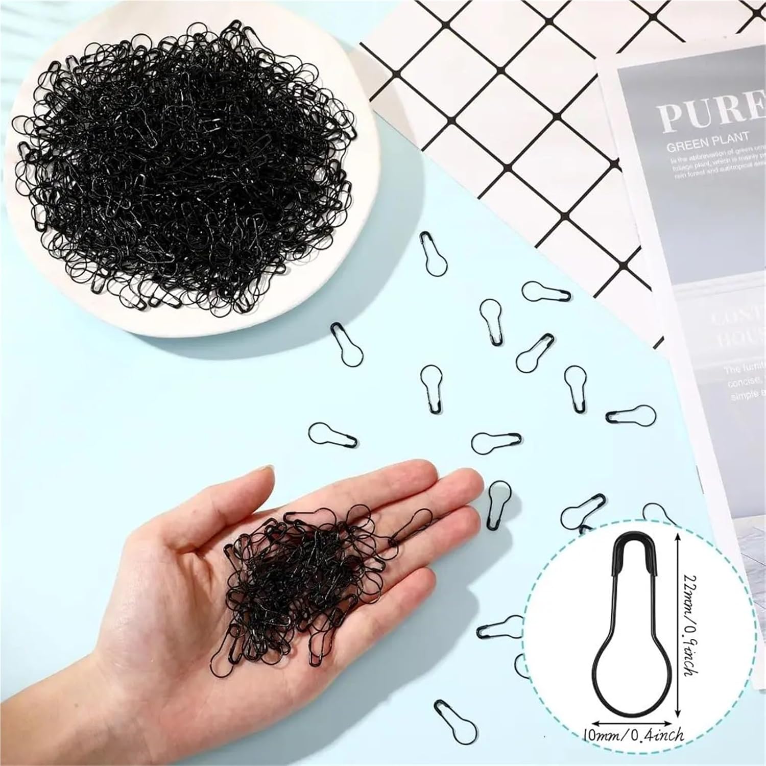 Safety Pins 2000Pcs Metal Gourd Pins 0.86 in Multi-Purpose Clothing Tag for Tags, Hand Sewing, DIY, and Home Use(Bronze)