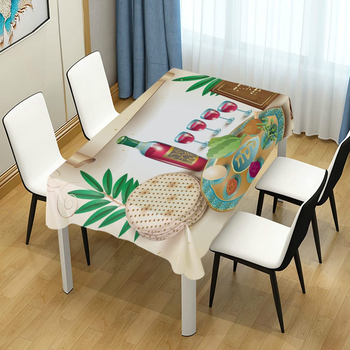 UMIRIKO Passover Matzo Tablecloth - 60x120 Inch Rectangle Polyester Washable Table Cover For Indoor & Outdoor 8 thumbnail image