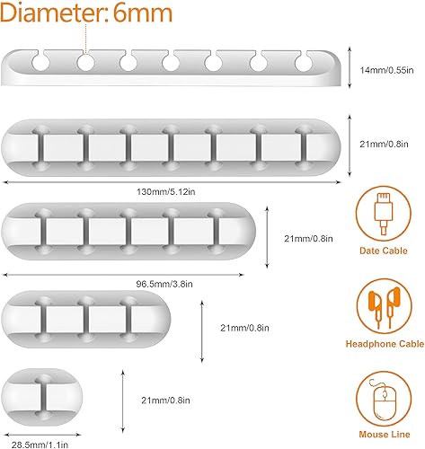 Miniatura 4 de Clips organizadores de cables - Organizador de cables autoadhesivo para escritorio, automóvil, mesitas de noche, oficina, clips de cable de silicona