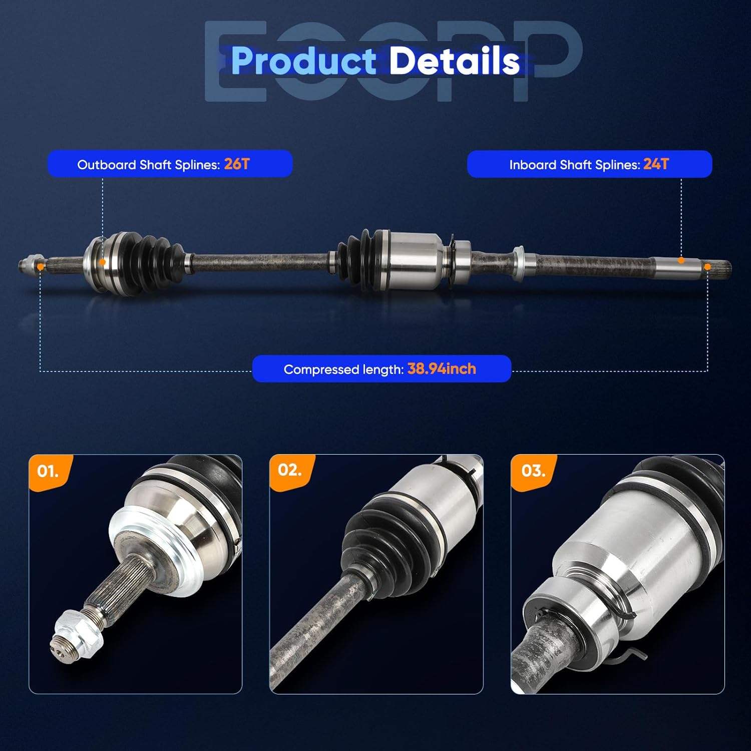 ECCPP ATV CV Axle Shaft Assembly fit for Toyota RAV4 2.4L for Toyota RAV4 2.5L