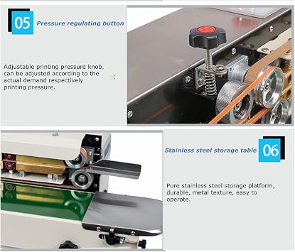 INTBUYING FR-770 Continuous Band Sealer Automatic Sealing Machine Bag Heat Sealer Sealing Polybag Mache for PVC Bag Filmwith Two 770mm PTFE Belts Digital Display (Horizontal) 110V