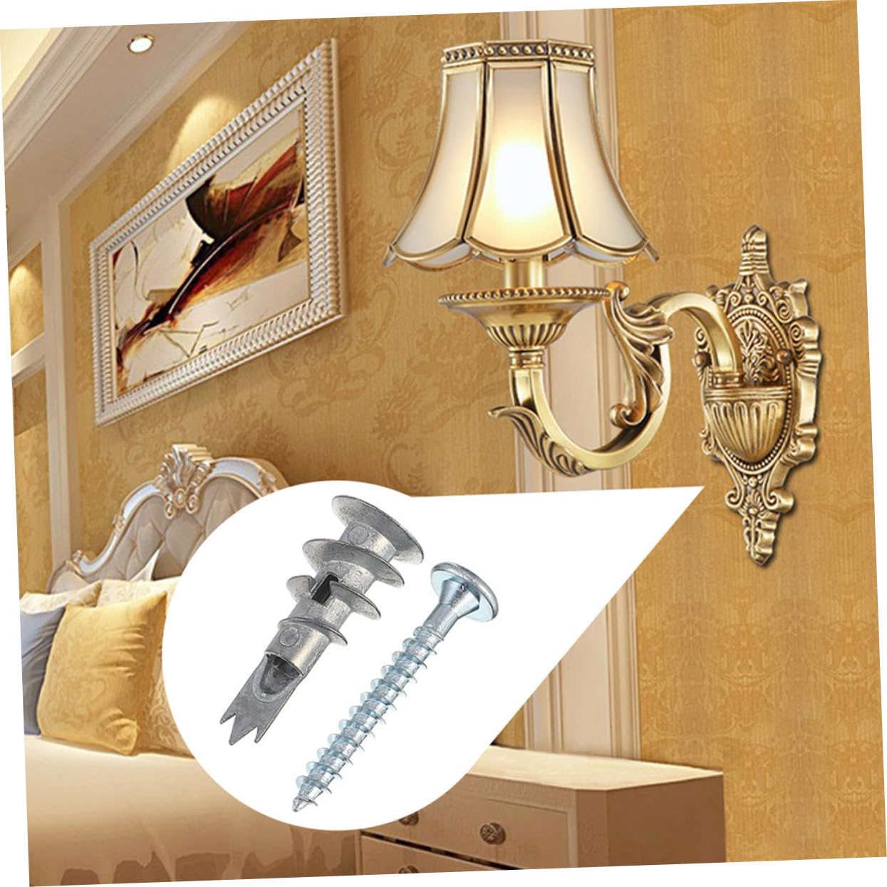 MAGICLULU 50sets Plasterboard Fixing Screws Heavy Duty Wall Anchors Easy to Install Zinc Alloy Expanding Screws for Hanging Mirrors Picture Frames
