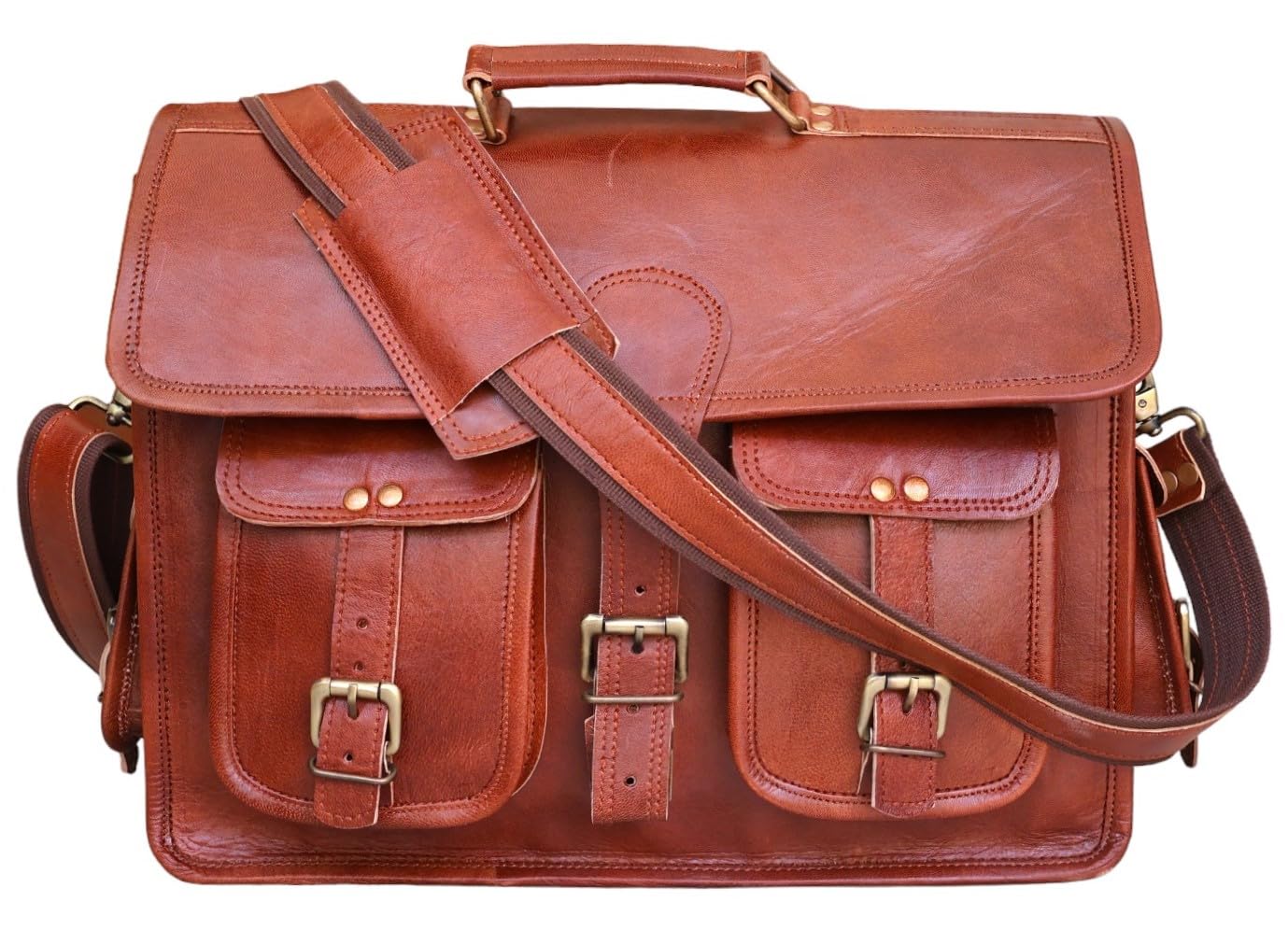american blue echtes leder umhängetasche laptop aktentasche arbeit schulter crossbody koffer handtasche für männer (18X13X5 Länge X Höhe X Breite)