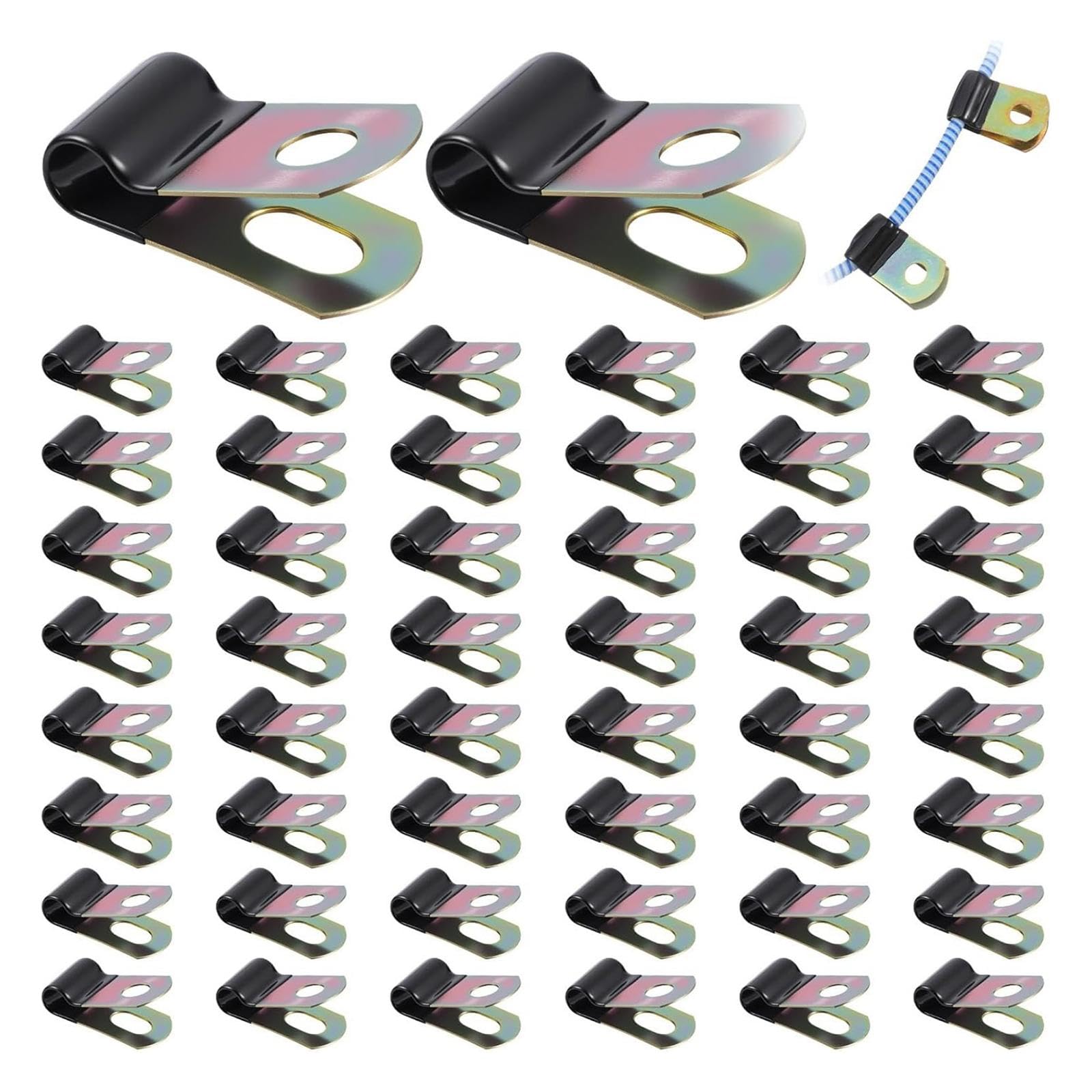 50 Piezas Abrazadera para Cable Abrazadera para para Abrazadera Metálica con Recubrimiento de Goma Uso Versátil en Instalaciones Au, 200 piezas