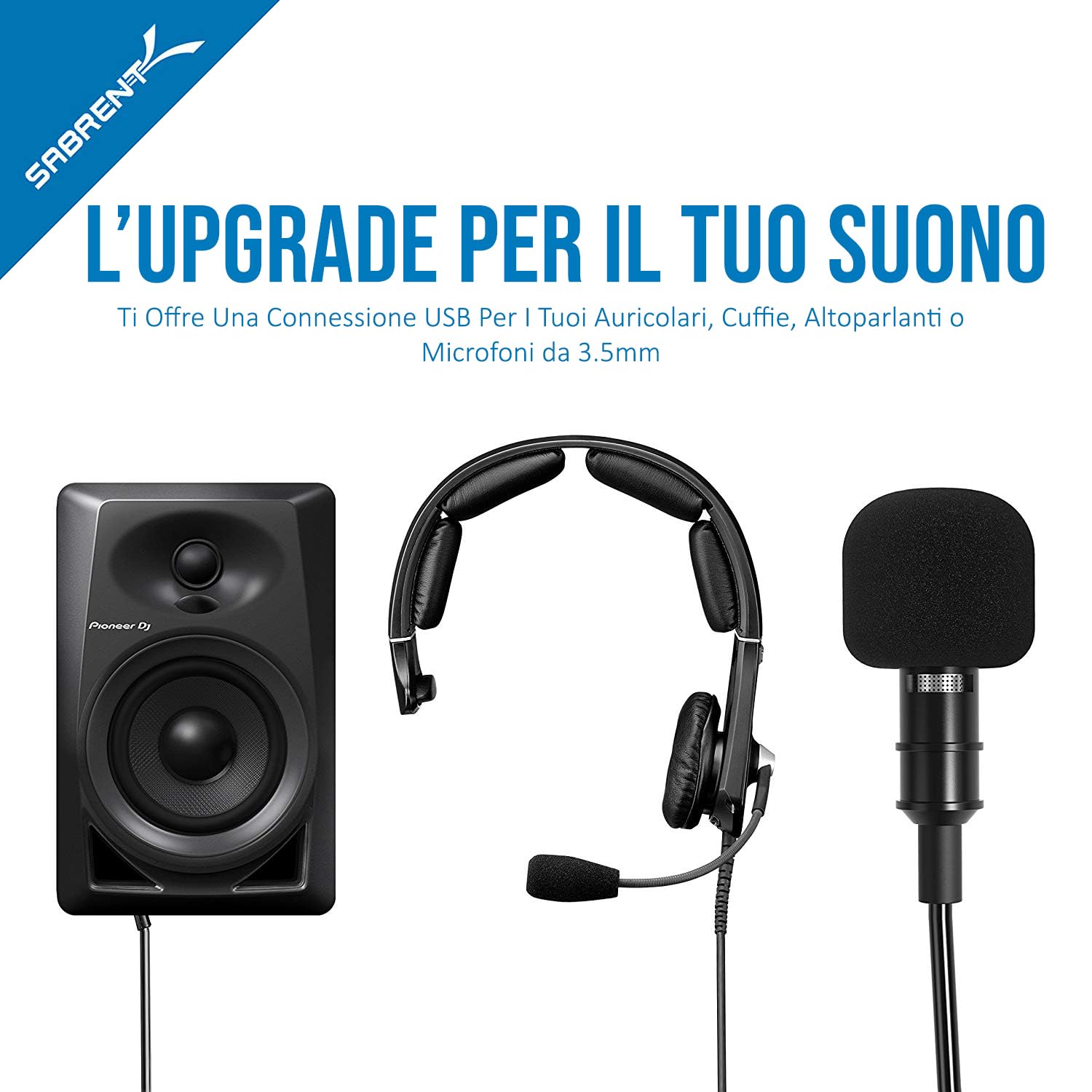 SABRENT Scheda Audio USB Esterna Jack 3,5mm Cuffie Microfono Casse Stereo Compatibile Mac OS Windows Plug & Play Nero AU-MMSA