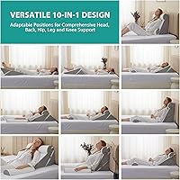 Vista 46 de Bedluxe - Juego de 4 almohadas ajustables de cuña para cama, almohada de espuma viscoelástica para después de la cirugía para el alivio del dolor