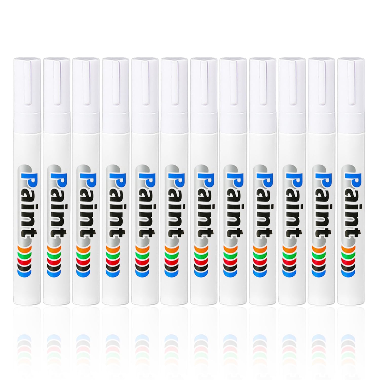 CYNOSURETECH 12 Pieces White Paint Markers, Drawing And Graffiti Tools, Waterproof Paint Pens, Can Be Used On Fabric, Plastic, Glass, Metal