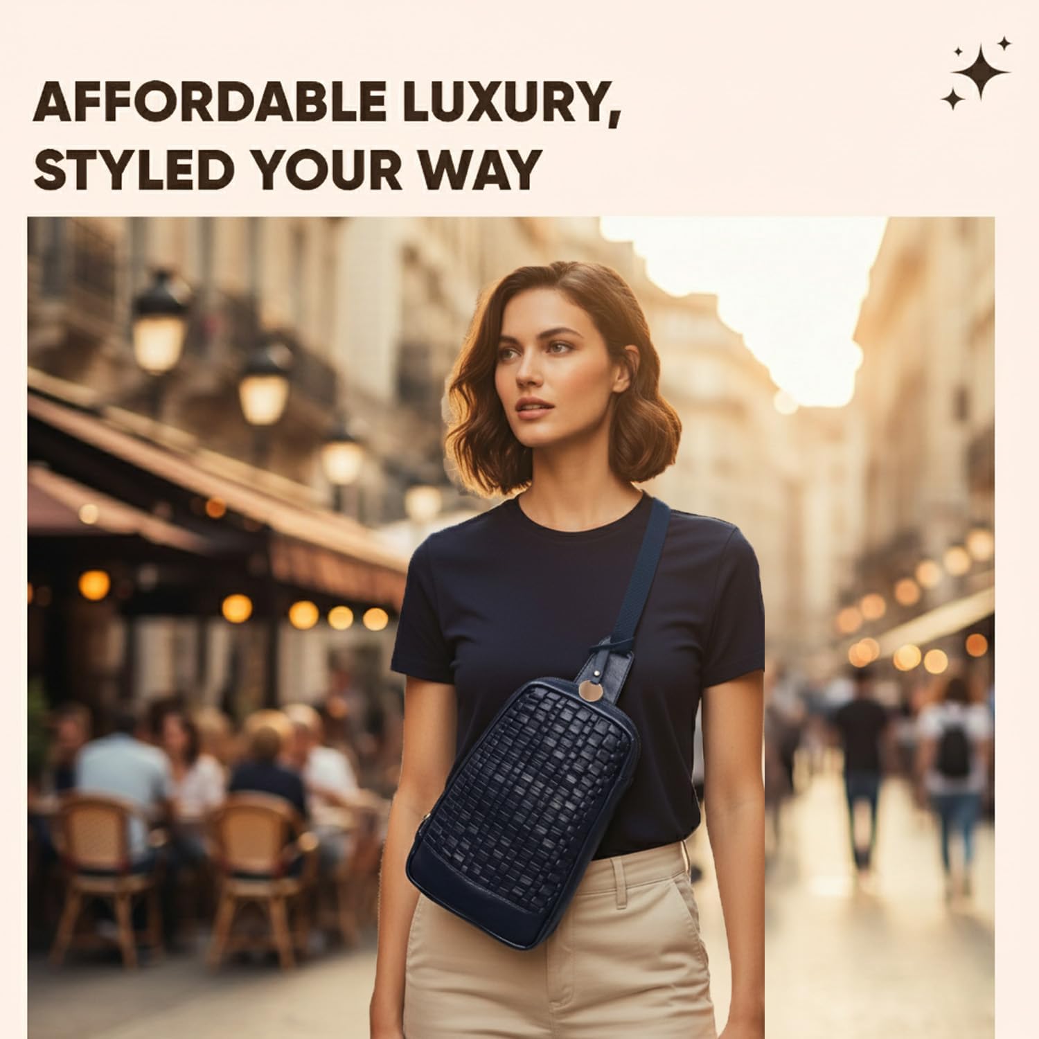 Genuine Leather Crossbody Shoulder Bag – Premium Unisex Everyday Bag with Adjustable Strap, Compact Yet Spacious for Travel, Work & Daily Use – Navy - Image 3