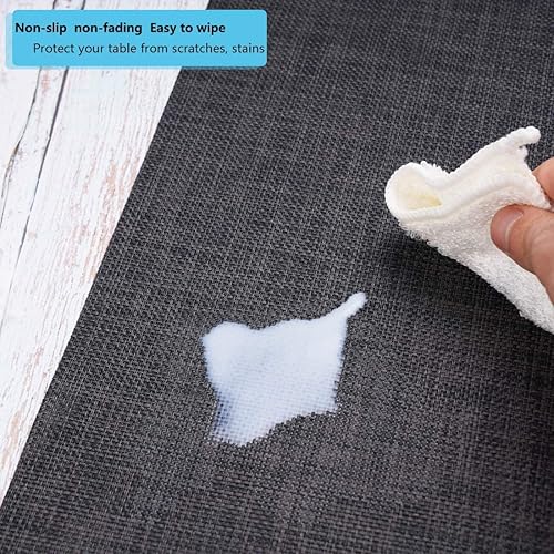 Miniatura 2 de Juego de 6 manteles individuales para mesa de comedor, antideslizantes, resistentes al calor, lavables, de vinilo, para decoración de cocina,