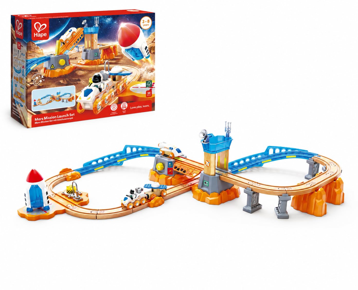 Amazon.com: Hape Mars Mission Launch Set, Railway Train Toys