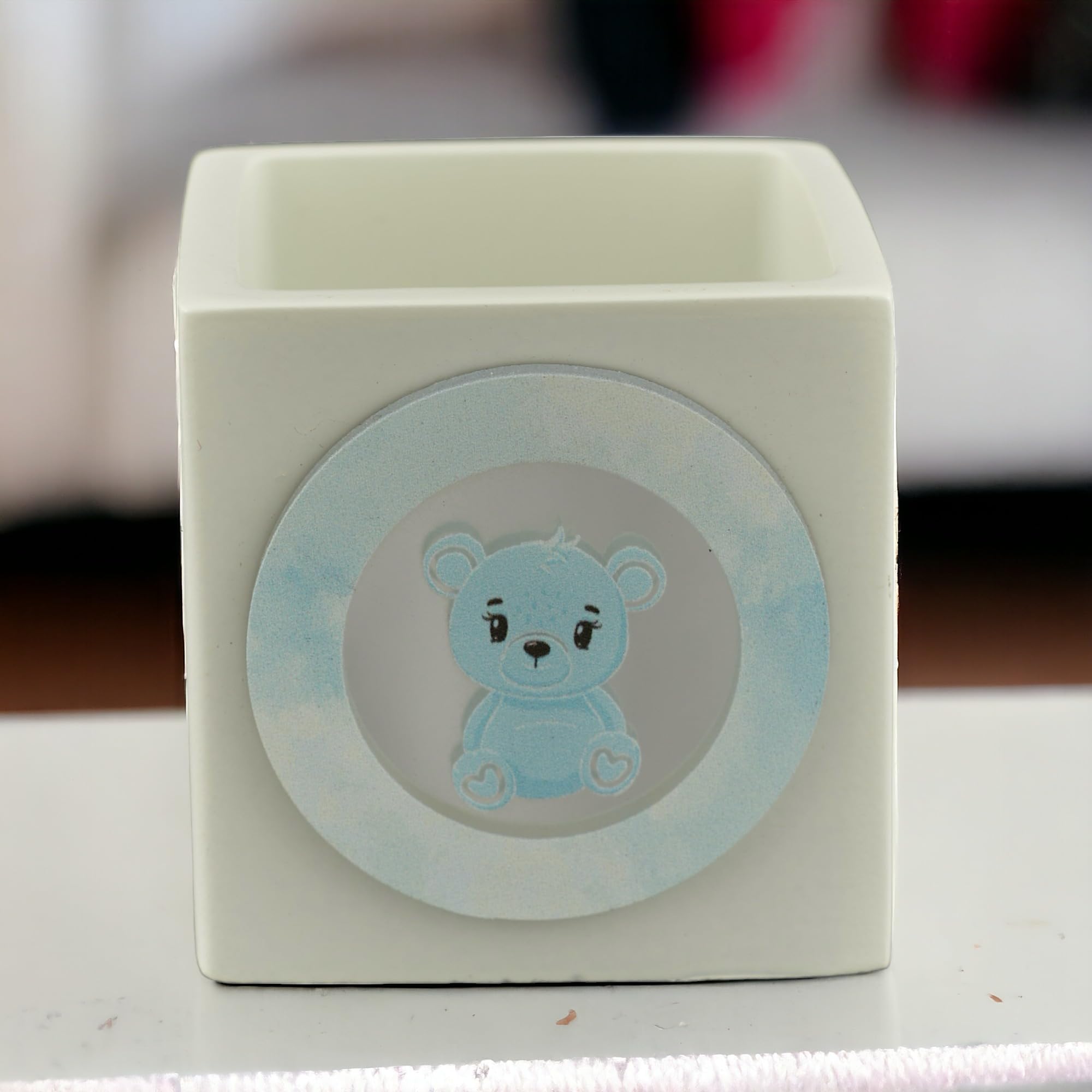 Doni Bomboniere Battesimo 6PZ Portacandela con Orsetto Celeste Maschio Bimbo Gadget Primo Compleanno Originali Bambino Padrino Madrina Complete Idee Regalo Economiche