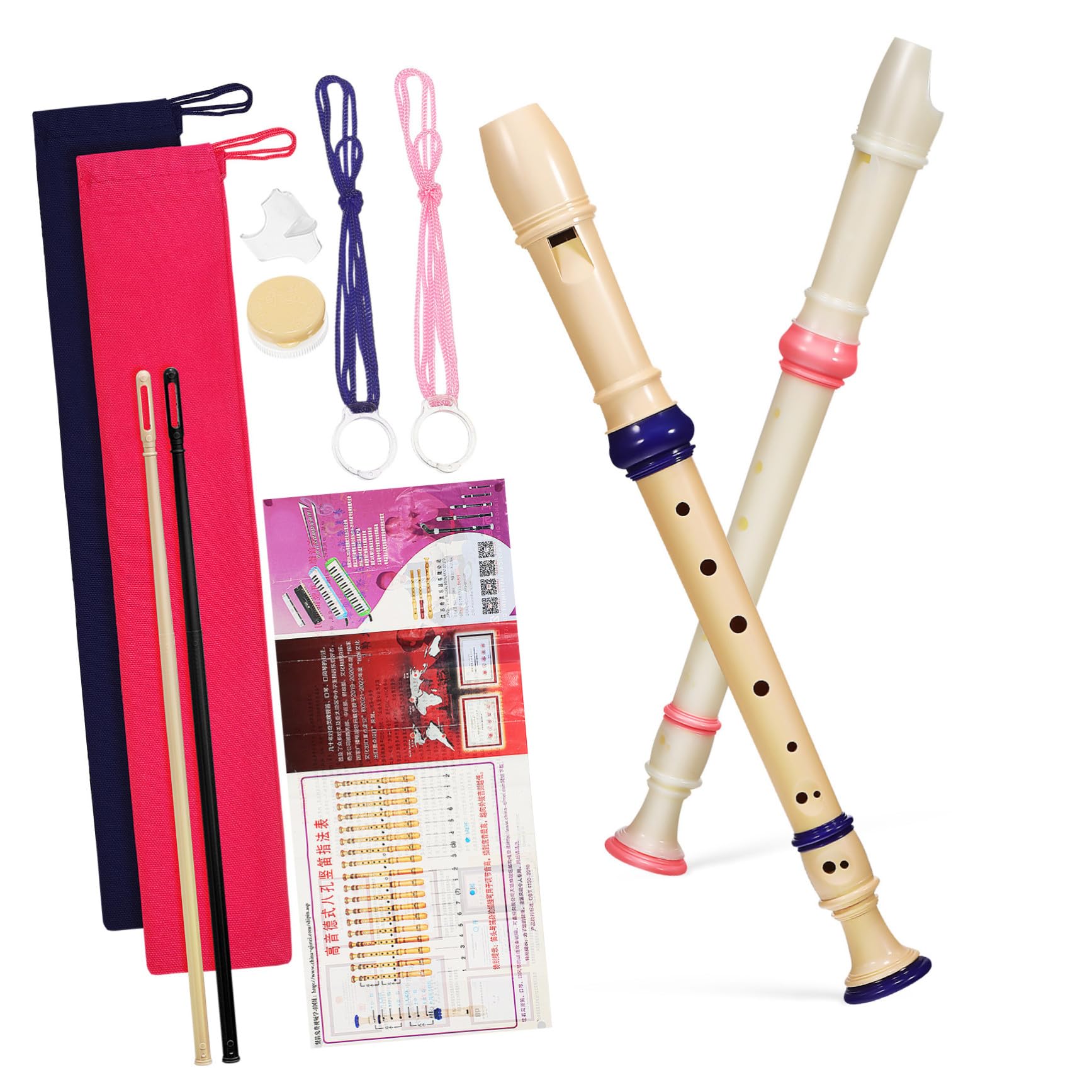 Flûtes à Bec Soprano et Son Supérieure Lot de 2 en Plastique à 8 Trous Léger pour Débutants et Amateurs de Musique