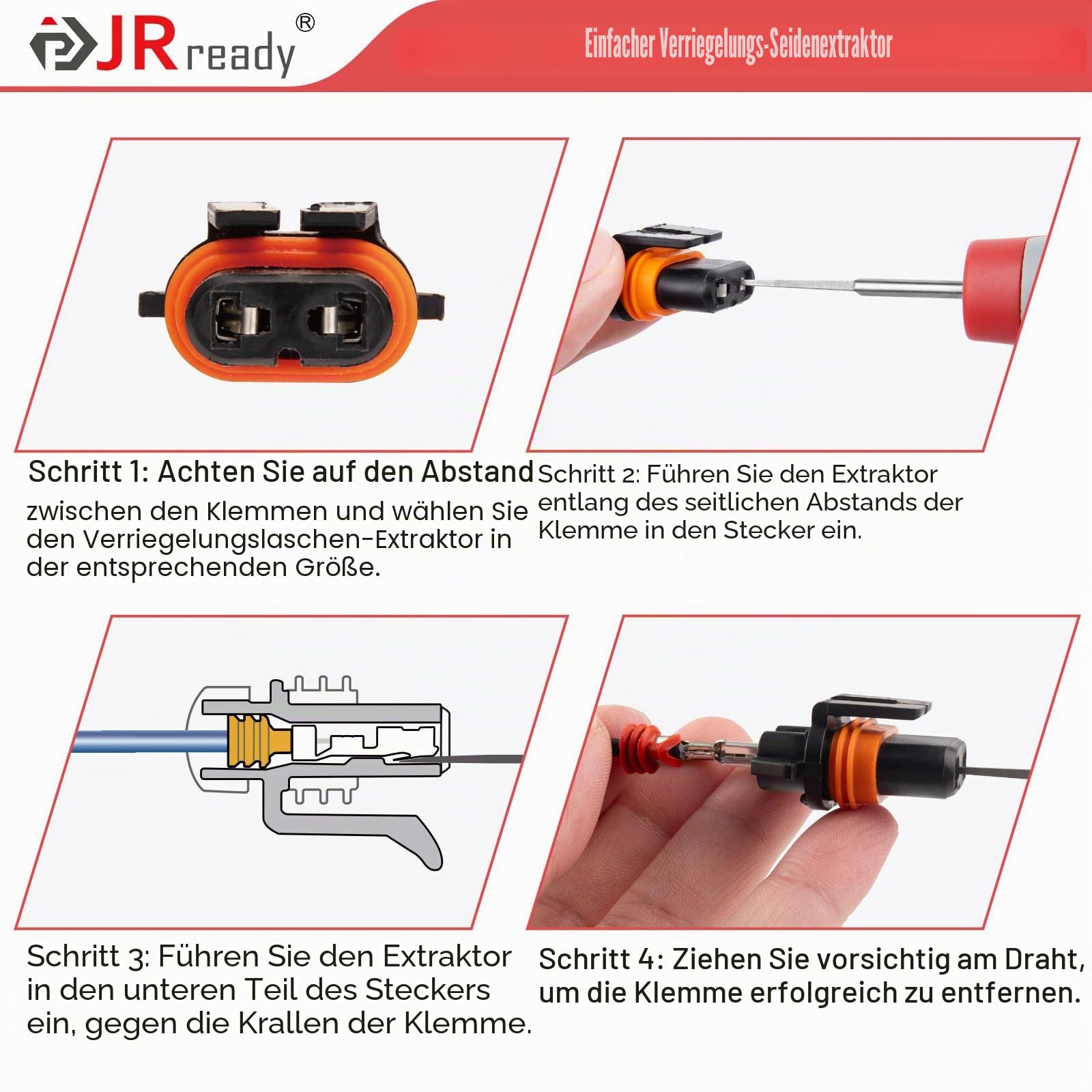 JRready JRconDRK-AMP1.5 Klemmen-Extraktionswerkzeug, Klemmen-Extraktionswerkzeuge für AMP Superseal 1.5 Serie, Multilock .070 Te Serie 968880,968849,144431-1,144431-3