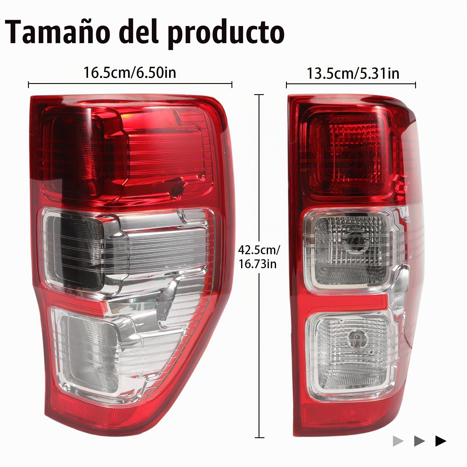 Piloto Trasero Derecho para Ford Ranger T6 2012-2021 | Faro Trasero Lado Pasajero Ranger T6 PX MK1 MK2 MK3 2012-2021 Montaje Luz Trasera LED Directo Plug and Play