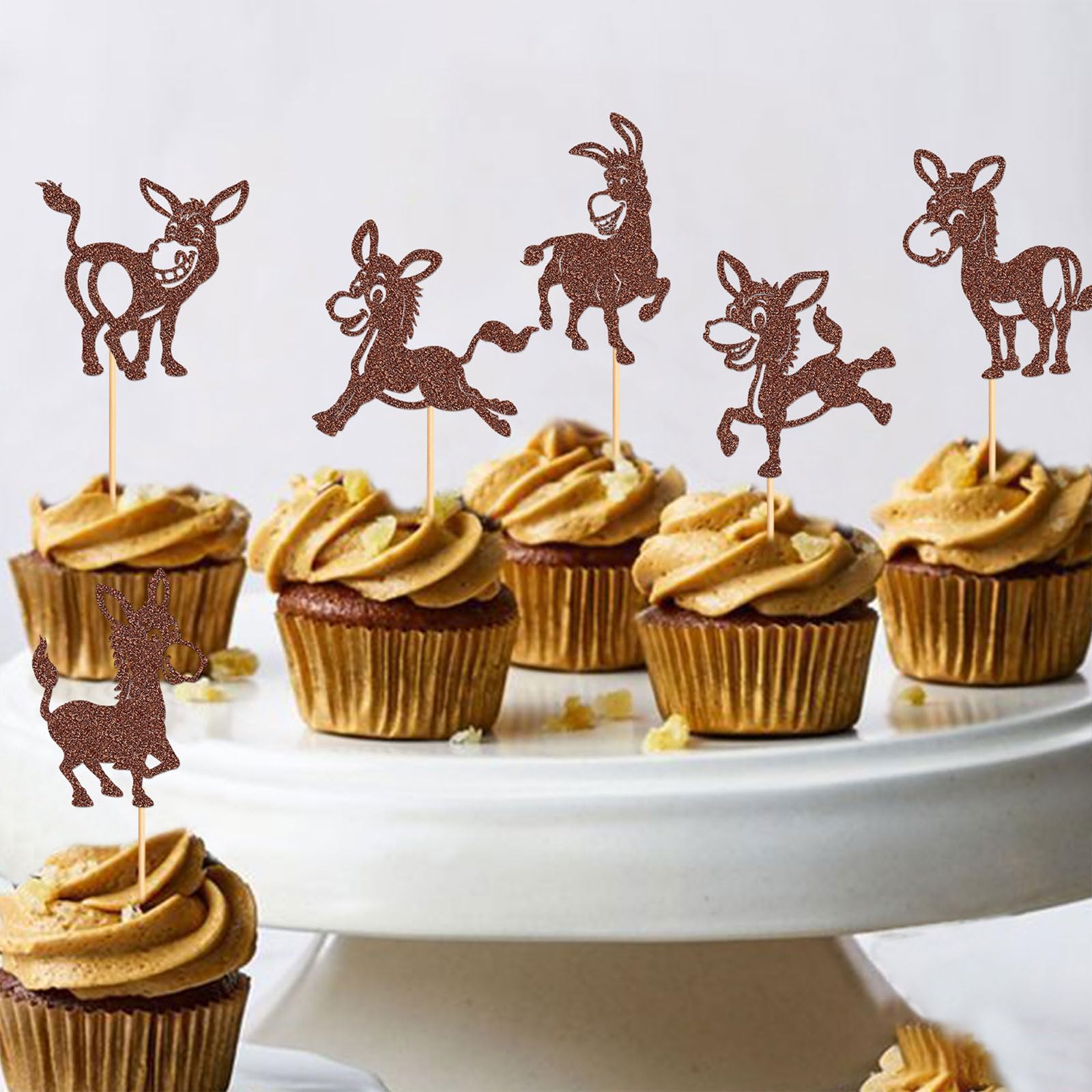Rainbow Donkey Happy Birthday Cake Topper – Farm Animal Theme, Glitter Cardstock, Food Safe Decoration - View #3
