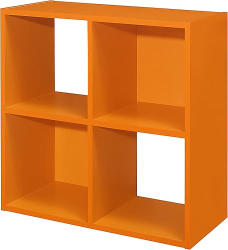 Miniatura 2 de KB Designs - Organizadores de almacenamiento de juguetes de 4 cubos naranjas, estantería para niños y estantería para dormitorio, sala