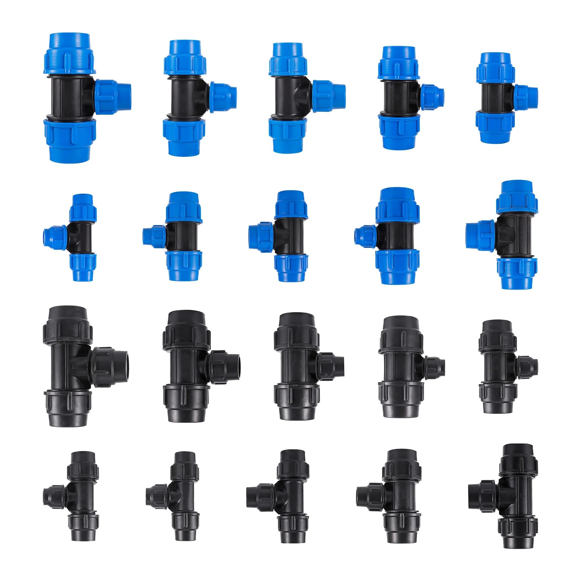 Accesorios para tuberías de riego, Conector de Manguera Reductor en T for tubería PE, desviador riego jardín, 20-50mm