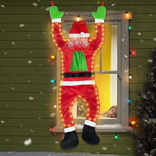 Evoio 50 pulgadas al aire libre escalada colgante Papá Noel para decoración de Navidaddecoración colgante al aire libre del ornamento (luz de Santa)