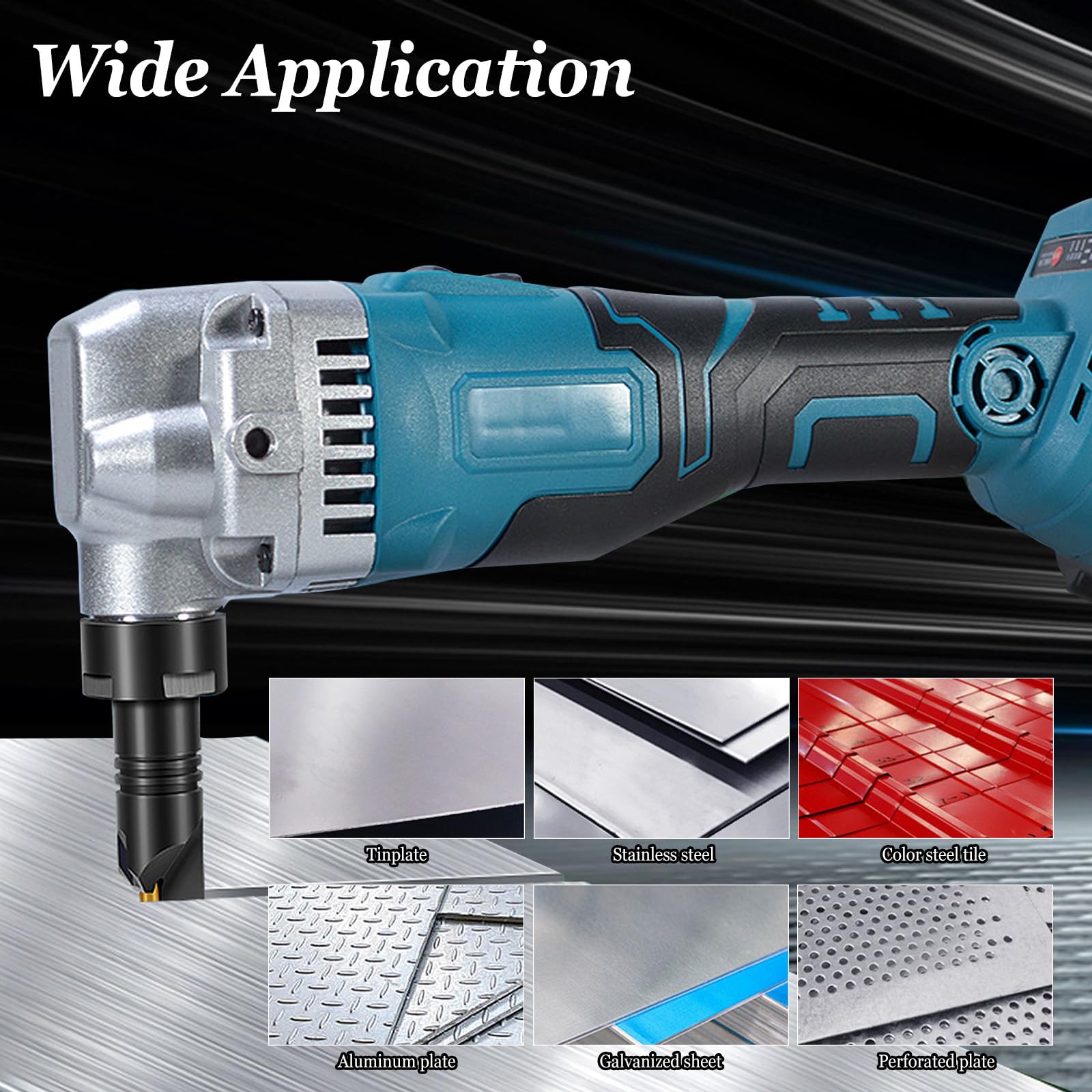 Knabber Blechknabber Kompatibel mit Makita 18V Akku, 950W 3.5m/min 1900SPM Bürstenlose Elektro-Metallschere mit 360° Drehbarer Knabberkop, 3 Stufige Akkubetriebener Metallknabber (ohne Akku)