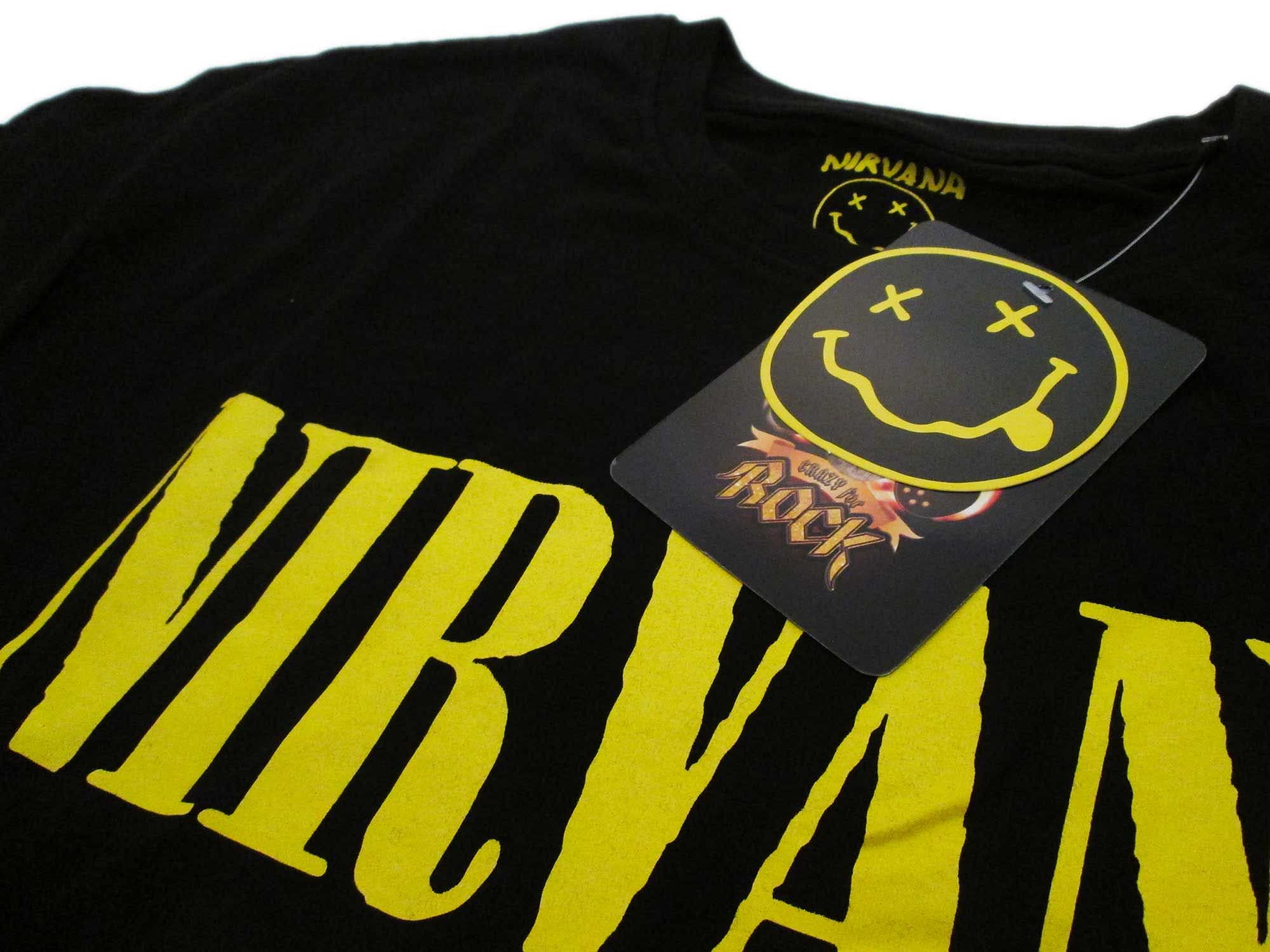T-Shirt Nirvana Smile Originale Adulto Ragazzo Bambino Prodotto Ufficiale Nera Maglia Maglietta Rock (XXL)