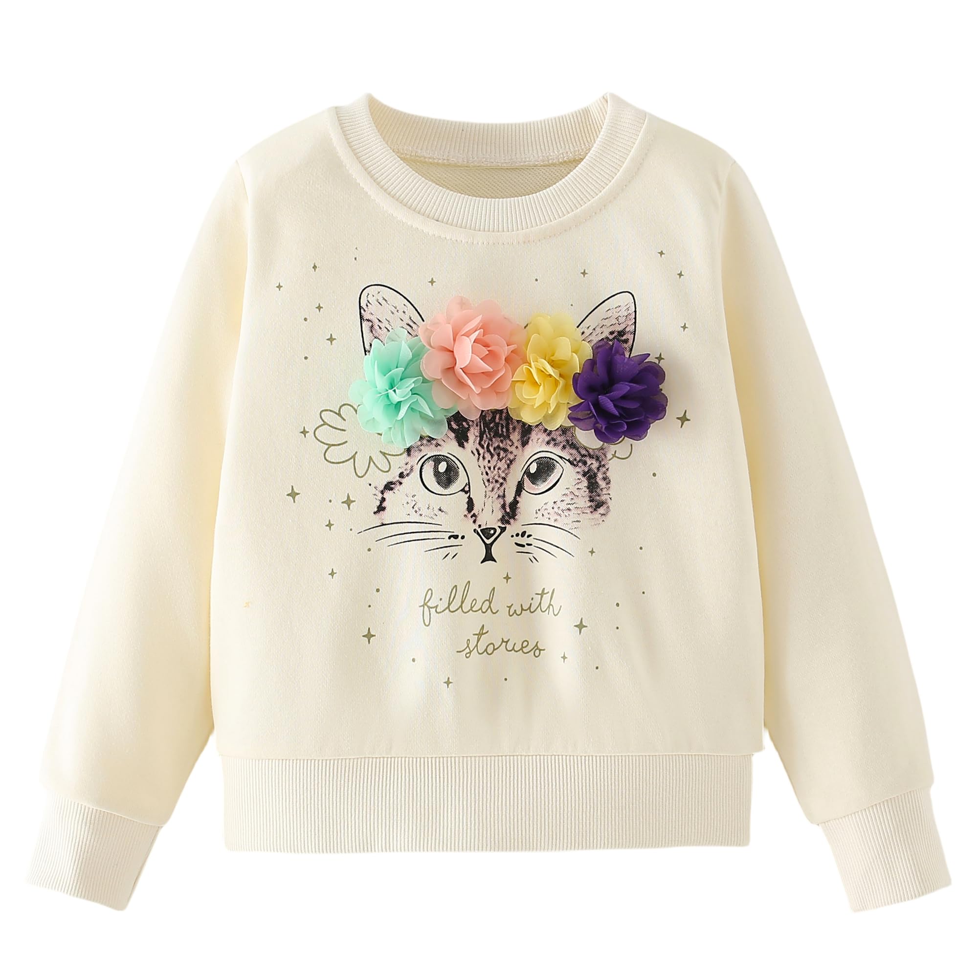 Bluza Dziewczęca Sweter dla Dzieci Uroczy Sweter z Kreskówek Dziewczynki Koszule z Długim Rękawem Wykonane z Bawełny w Wieku 2-7 Lat