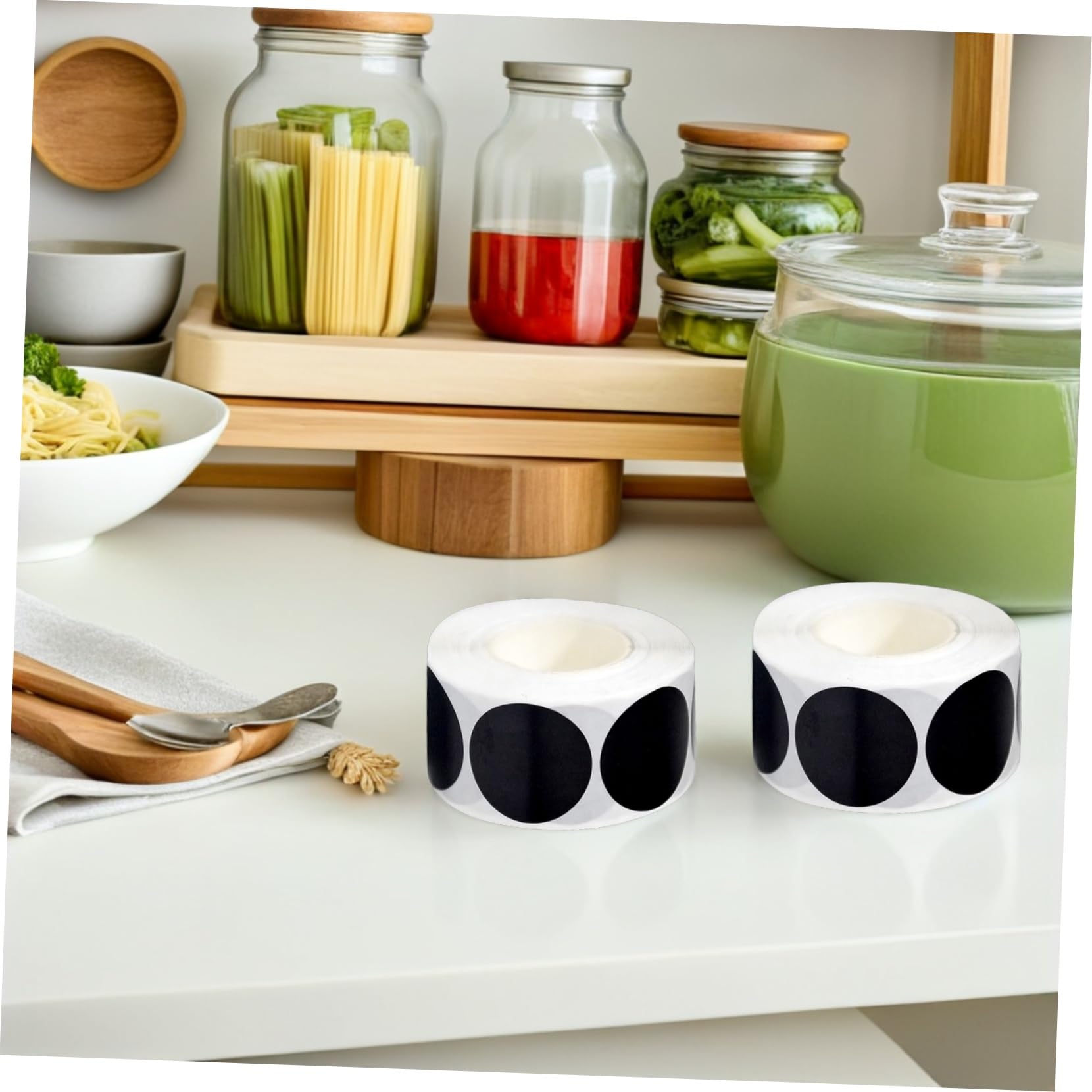 Homoyoyo 3rotoli Etichette per Barattoli in Adesivi Rotondi Riutilizzabili Impermeabili per Spezie Etichette Adesive Vuote per Contenitori per Condimenti e Organizzazione Cucina