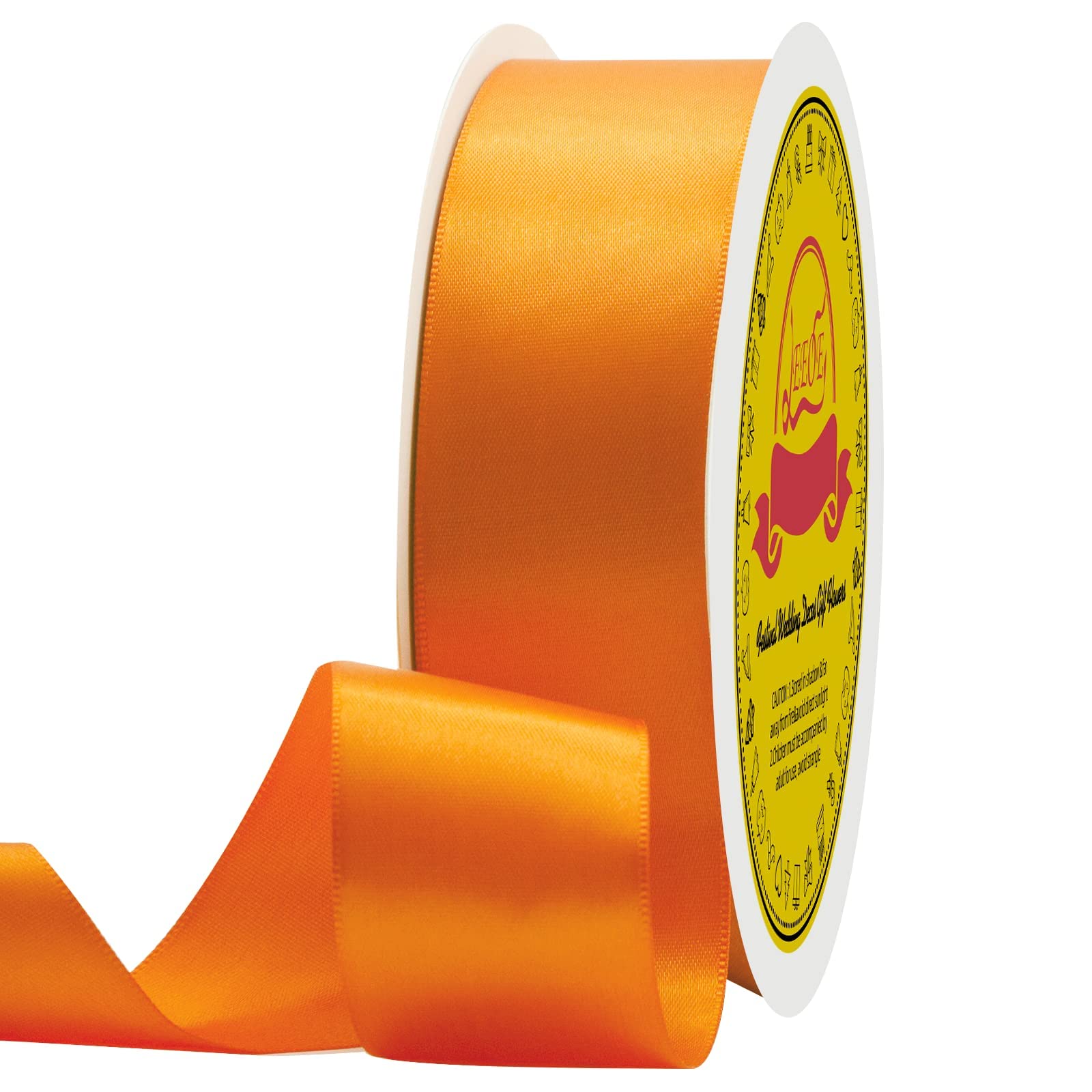 Double Face Autumn Orange Satin Ribbon 1-1/2 inch X 50 Yards Polyester Autumn Orange Ribbon for Gift Wrapping Very Suitable for Weddings Party Invitation Decorations and More