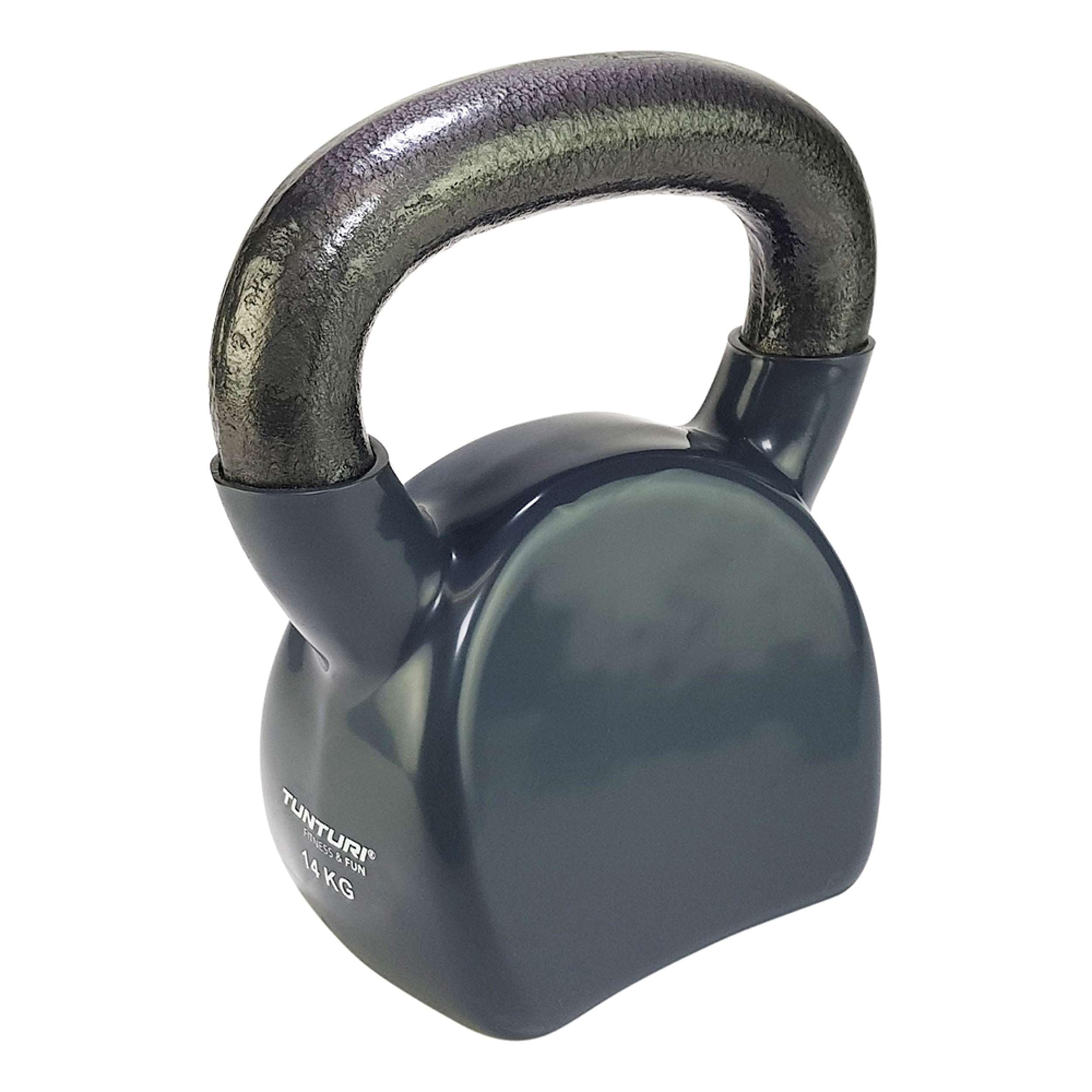 Tunturi Kettlebells Pesa Rusa Vinilo 14kg, Gris, Unisex Adulto, Grey, 1