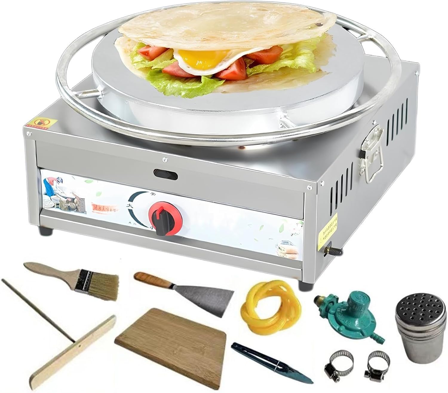 MYUYEE Commercial Crepe Maker Machine, Pancake Griddle Big Hotplate, Nonstick Electric Griddle Pancake Maker, Batter Spreader