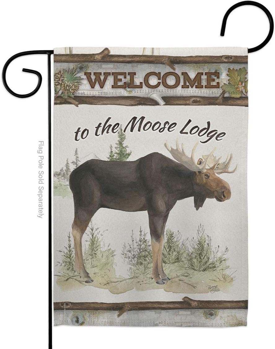 Breeze Decor G160104 The Moose Lodge Nature Wildlife Impressions Decorative Vertical Garden Flag 13" x 18.5" Printed In USA Multi-Color