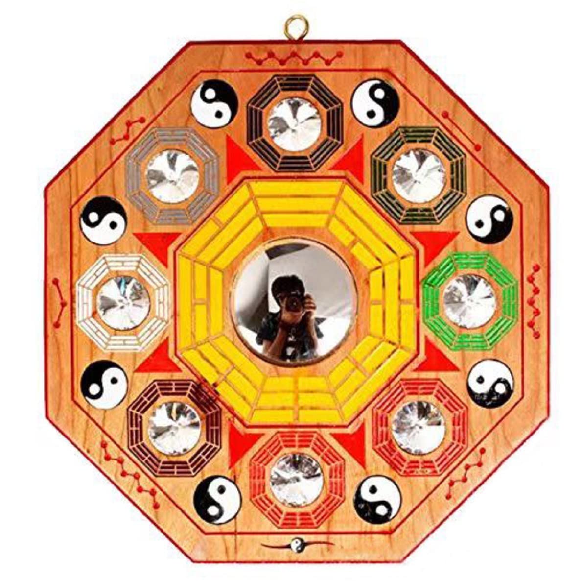 Amazon.co.jp: 風水グッズ 彩絵九宮 八卦鏡 風水アイテム 玄関 置物