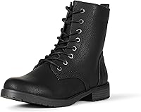 Amazon Essentials Women's Lace-Up Combat Boots - Memory Foam Insole, Lug Sole, Zipper Entry Ankle Booties