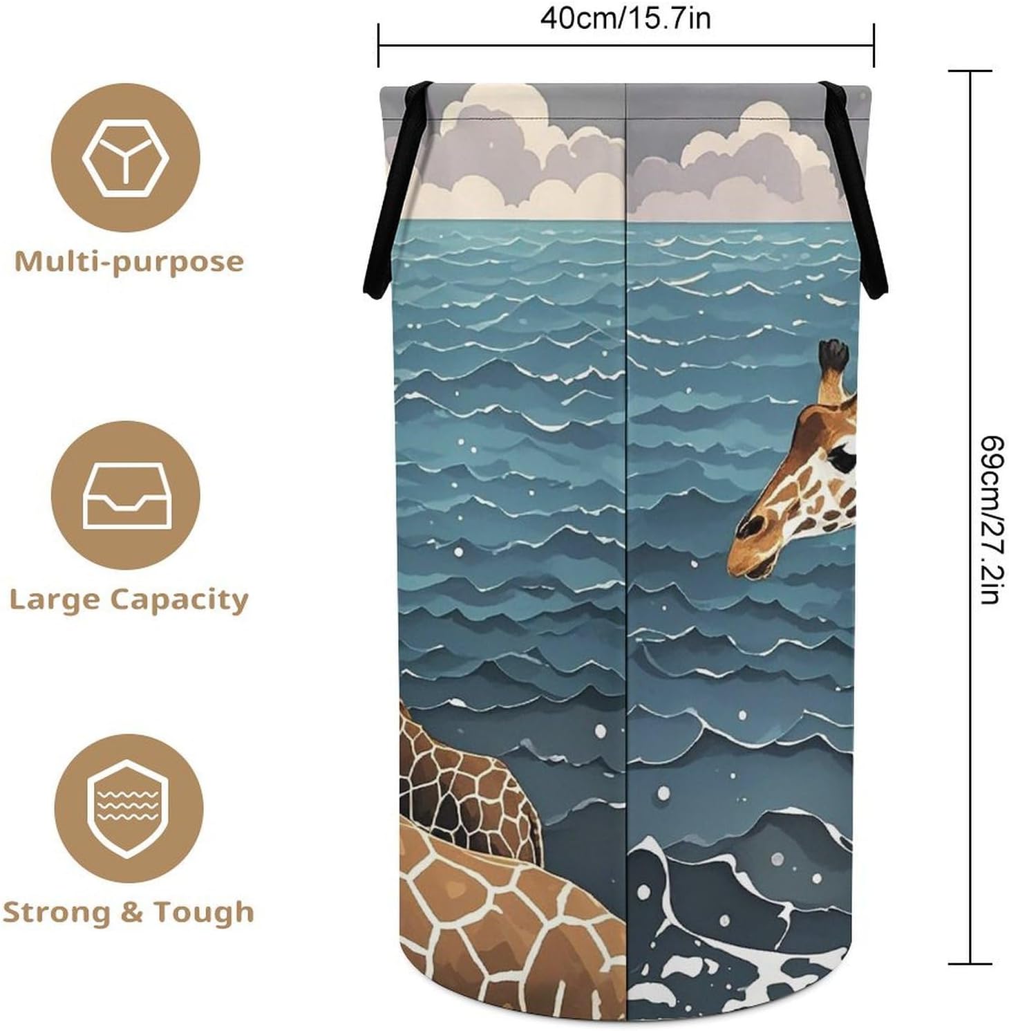 The Deep Ocean Laundry Hamper Large Collapsible Laundry Basket with Handles Waterproof Clothes Hamper Portable Dirty Clothes Basket for Bedroom Laundry Room Closet Bathroom