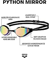 Vista 36 de ARENA Gafas de natación unisex Python Racing para hombres y mujeres, antivaho, sin fugas, máxima comodidad, doble correa, lente con espejo/sin espejo