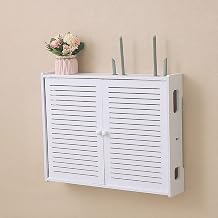 Wall Mounted WiFi Storage Box Hider,Router Shelter Box,Modem Cable Router Cover,Double-Deck Shelf,PVC Breathable Grid Organizer for Modem,for Home Office Use58x10.5x46cm/22.8x4.1x18.1in