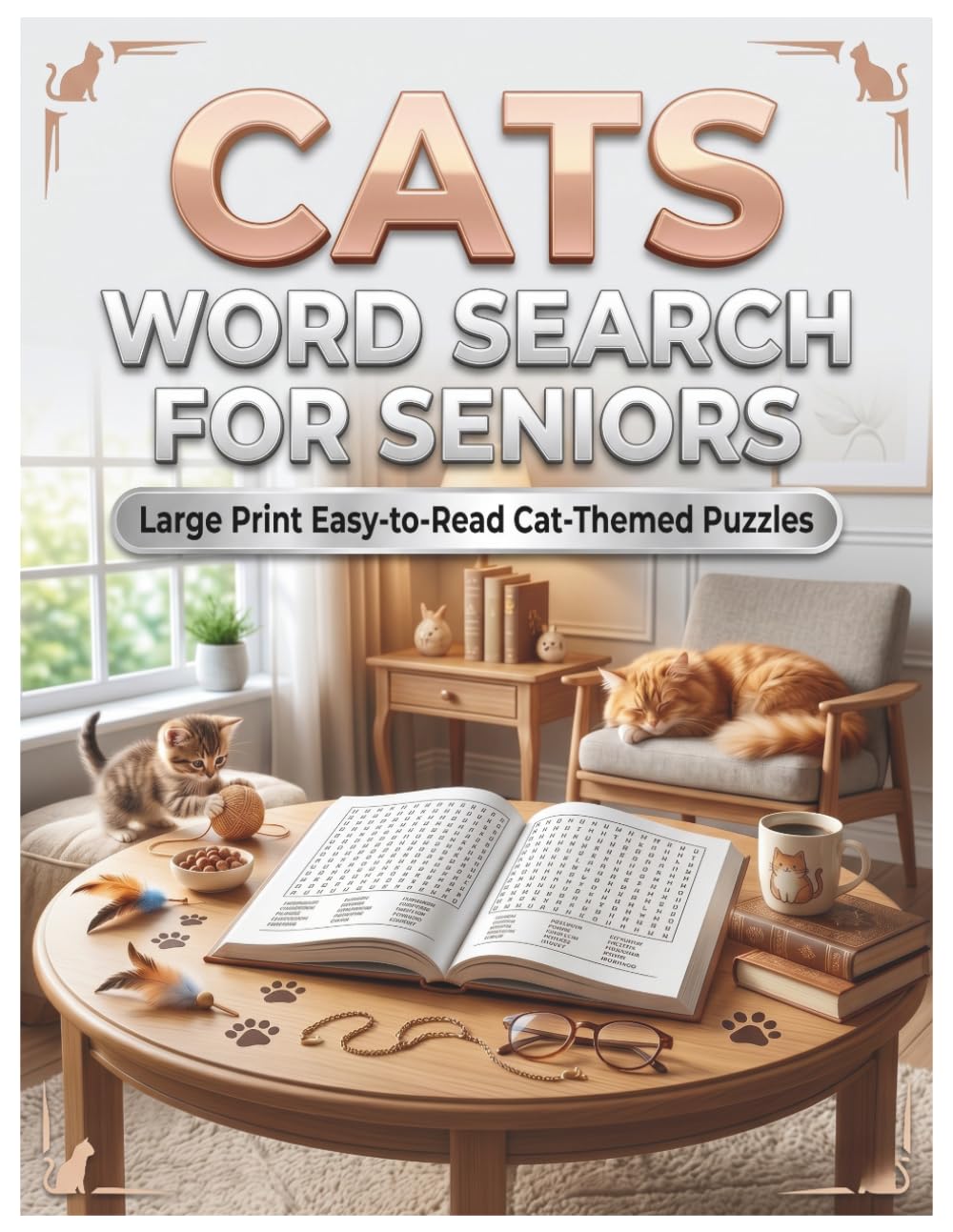 Cats Word Search for Seniors: Large Print Easy-to-Read Cat-Themed Puzzles