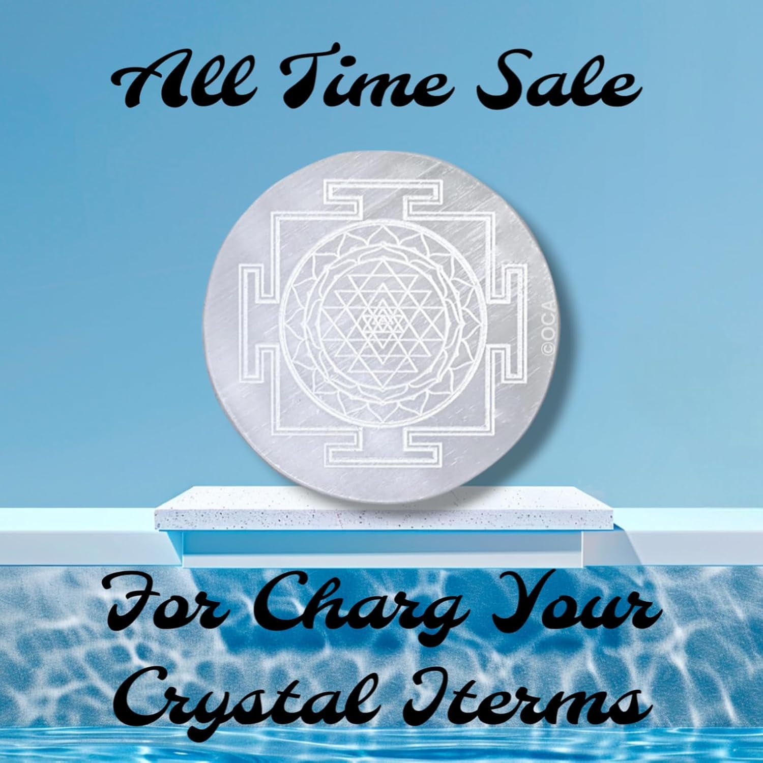 Selenite Charging Carving Shree Yantra Selenite Plate, Vastu, Meditation, Home Decore, Pooja, Menifest by Orgonite Crystal Agate — Amazon image 6