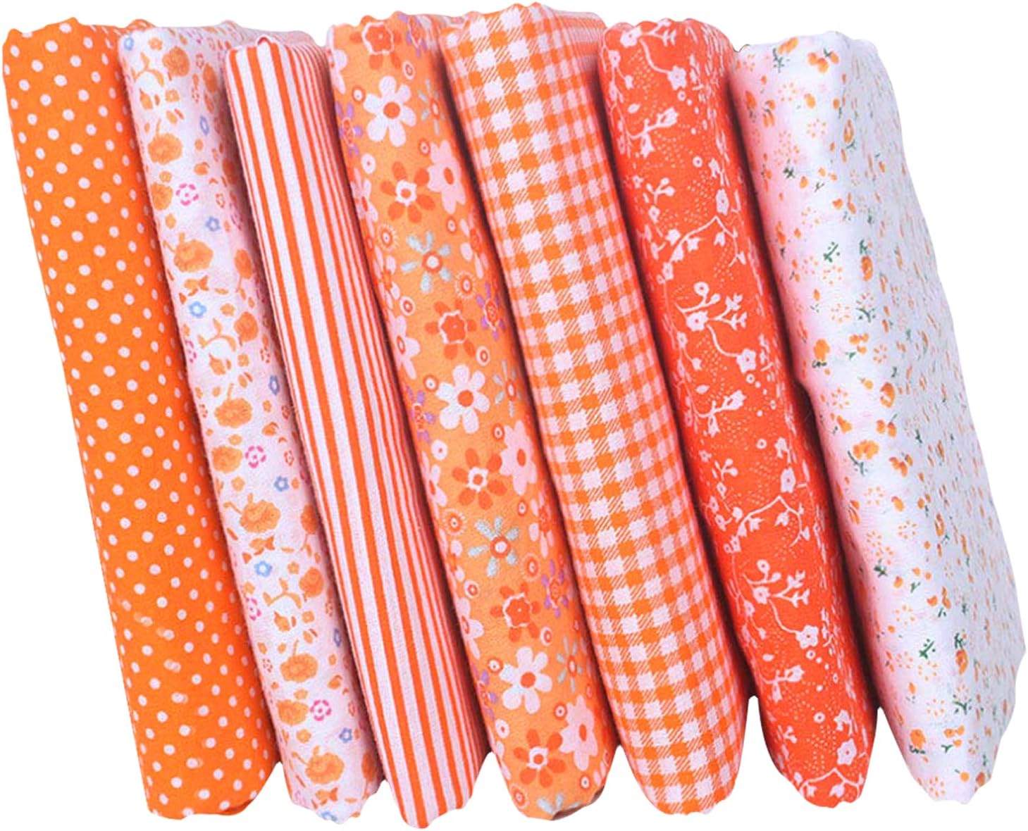 14Pcs Orange Fat Quarters Fabric Bundles,9.8x9.8inch Cotton Fabric,Fat