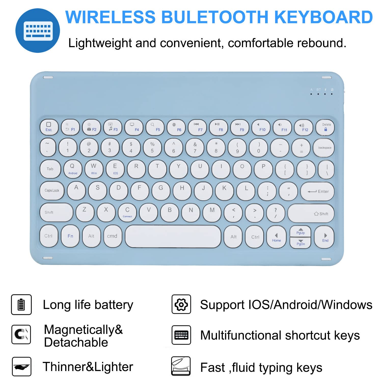 Etui na klawiature do iPad Mini 5 (5. generacja 2019) / Mini 4/3/2/1, klawiatura QWERTZ, bezprzewodowa klawiatura magnetyczna z ochronnym, etui na klawiature do iPad Mini 7,9 cala, Fioletowy
