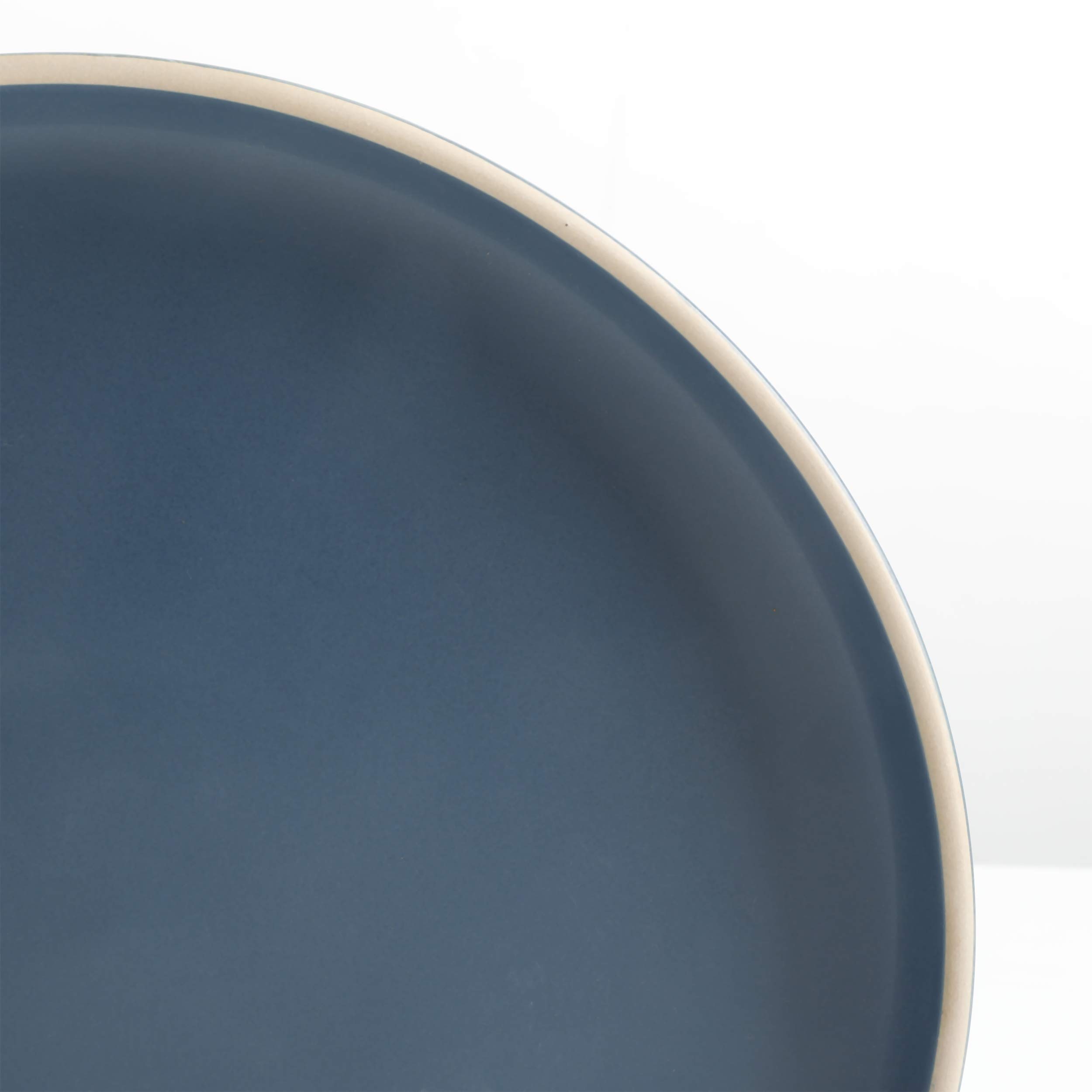 Gibson Home Zuma - Servizio da cucina rotondo, 16 pezzi, piatti, ciotole, tazze, servizio per 4 persone, in gres porcellanato opaco, blu