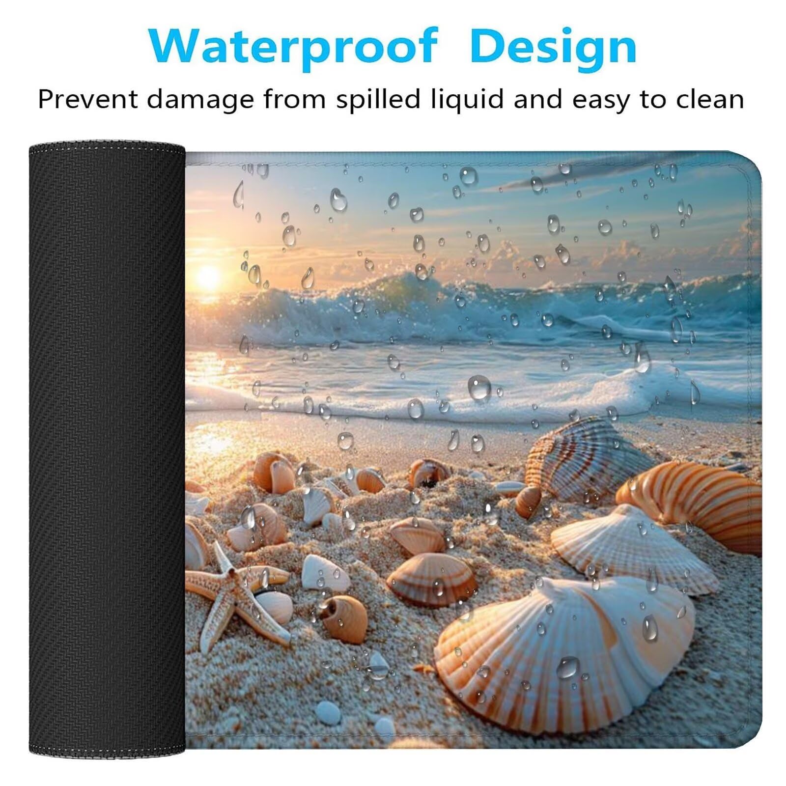 Alfombrilla Ratón Playa Alfombrilla Ratón Gaming XXL 1200x600x3mm Accesorios Escritorio,Antideslizante Mousepad Concha Tapete Escritorio Infantil,para Alfombrilla Pc Teclado Ratón J660
