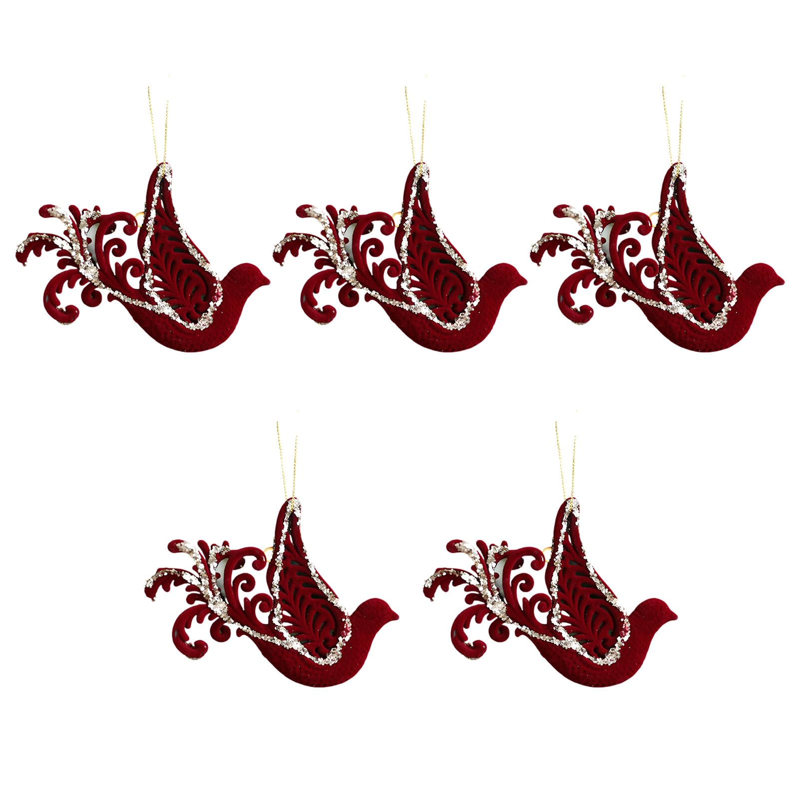 Buxuaaaa Christmas Festive Flocking Ornaments for Tree Decoration Santa Snowflake Holiday Season Tree Ornaments Star Pendants Bulk