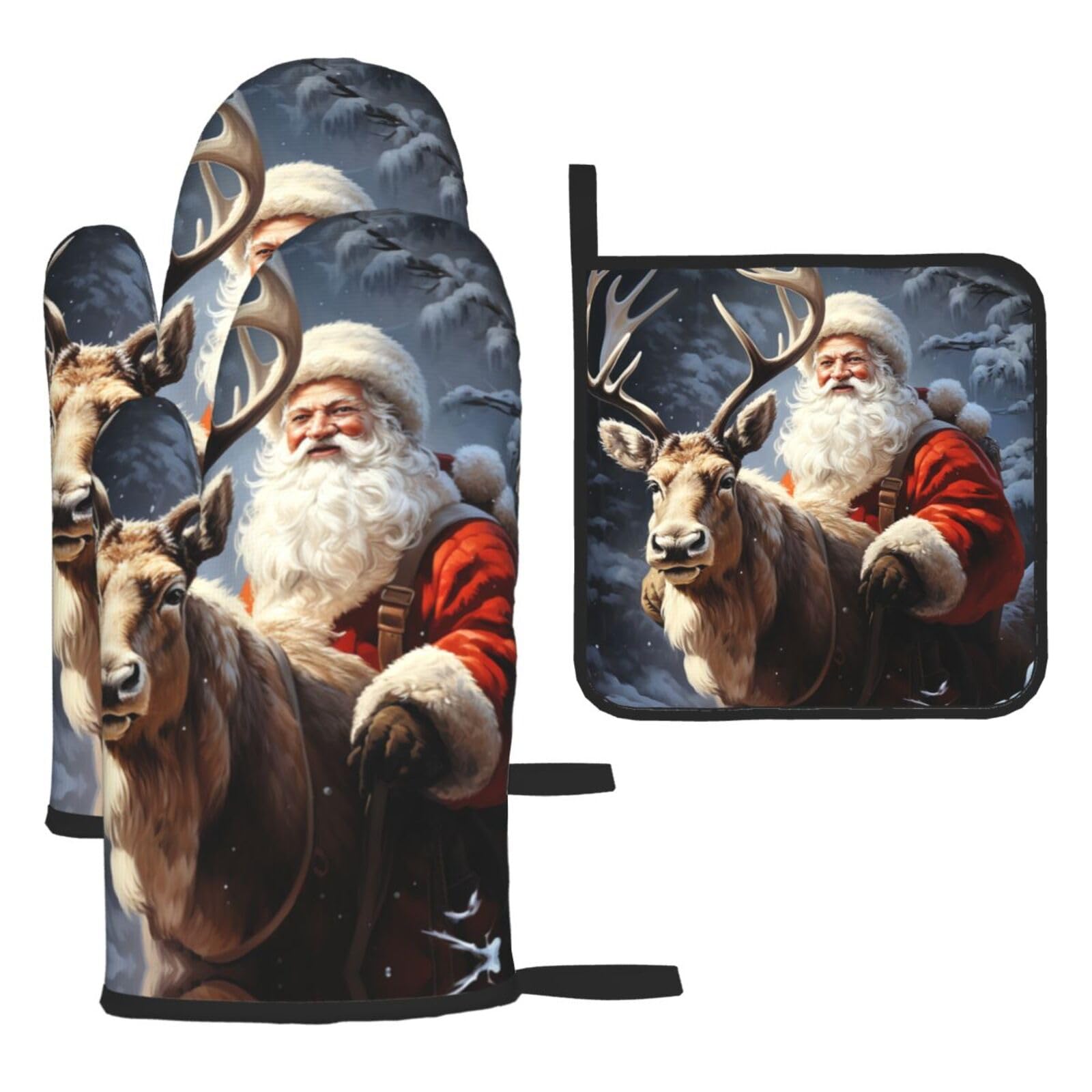 Gants de cuisine antidérapants et tapis chauds Noël isolants