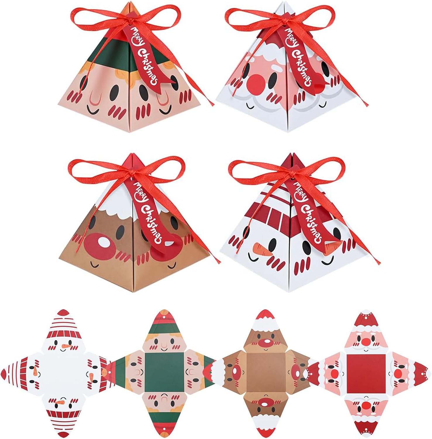 Christmas Candy Boxes Triangular Pyramid Gift Box Paper Christmas Eve