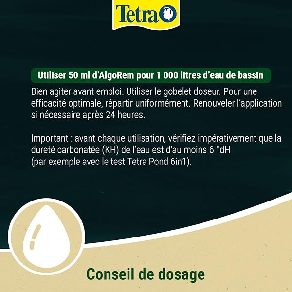 Tetra Pond AlgoRem – Traitement de l’Eau des Bassins de Jardin – Elimine l’eau verte et Limite la formation des Algues – Favorise une Eau Claire et Saine en 24H – 3 L - 4