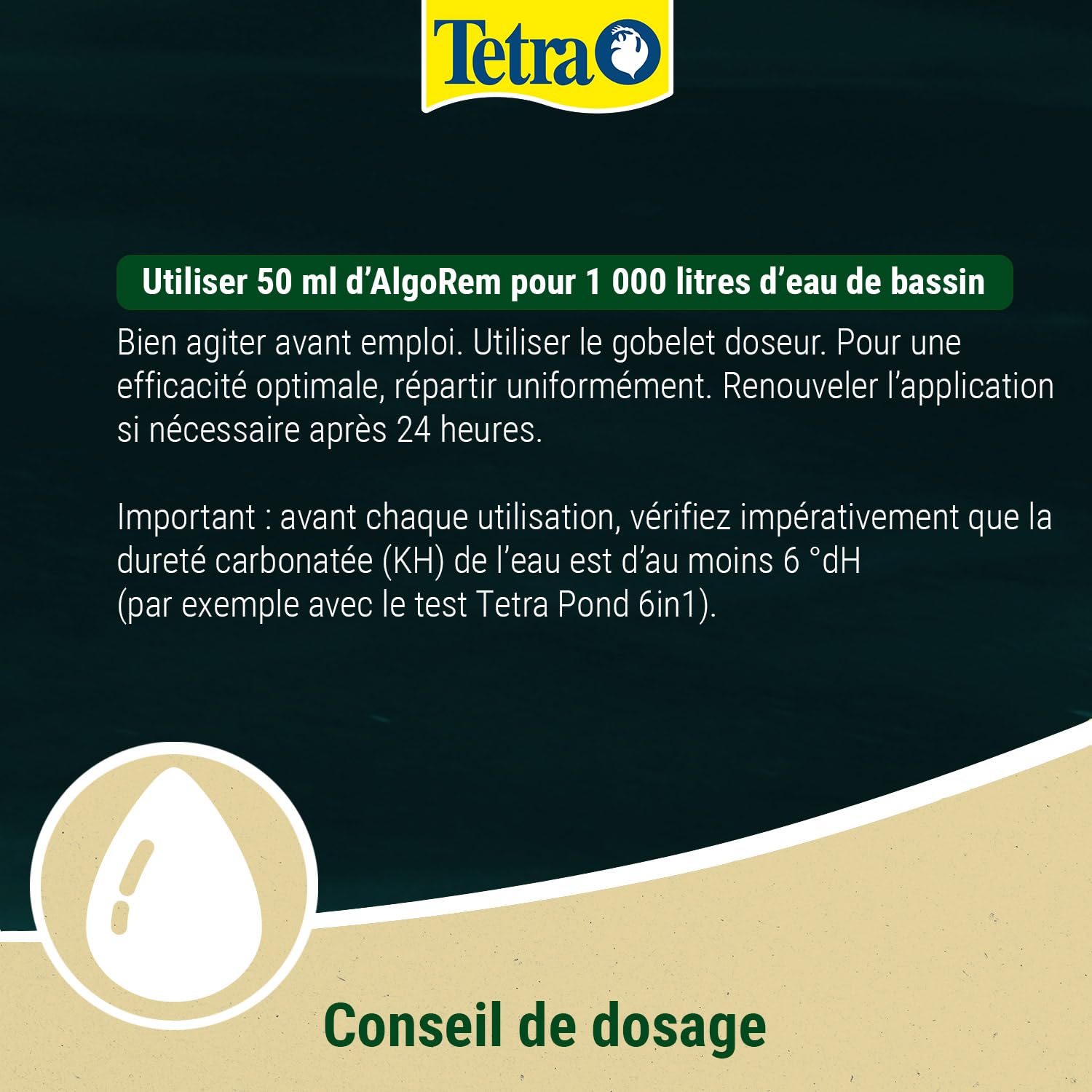 Tetra Pond AlgoRem – Traitement de l’Eau des Bassins de Jardin – Elimine l’eau verte et Limite la formation des Algues – Favorise une Eau Claire et Saine en 24H – 3 L