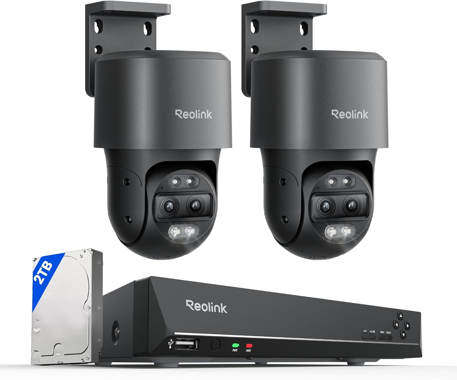 REOLINK TrackMix PoE Bundle RLN8-410 with 2TB HDD, 6X Hybrid Zoom, 355 Pan & 90 Tilt, Auto Tracking, 24/7 Recording, 8MP HD Security Camera System